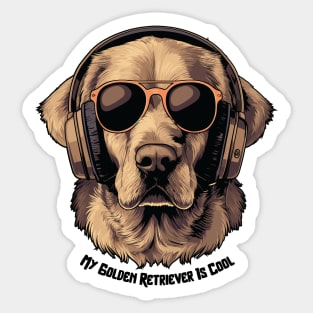 Cool Dogs - Sounds and Shade - Golden Retriever Sticker